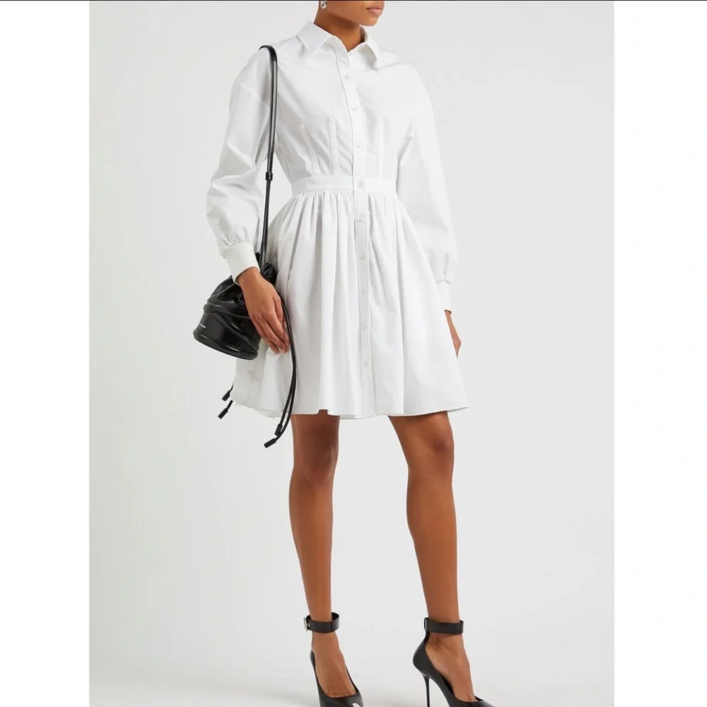 Alexander McQueen cotton poplin white long sleeve shirt dress Alexander McQueen cotton poplin white long sleeve shirt dress